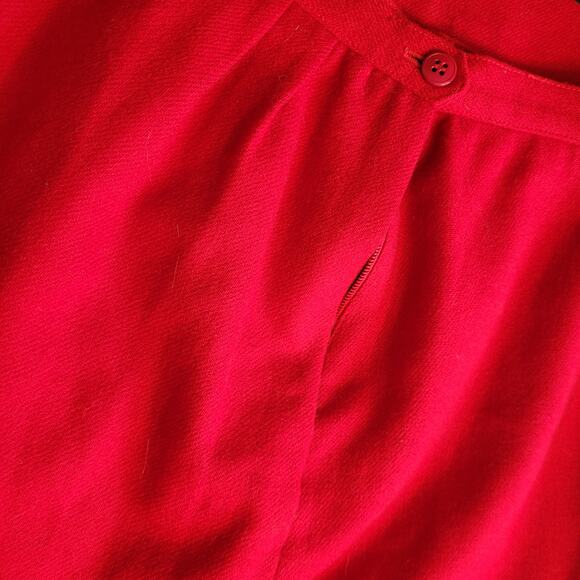 Vintage 1960s 1970s Women’s Red Wool Midi Maxi Skirt High Waist Modest Lined - Picture 7 of 10